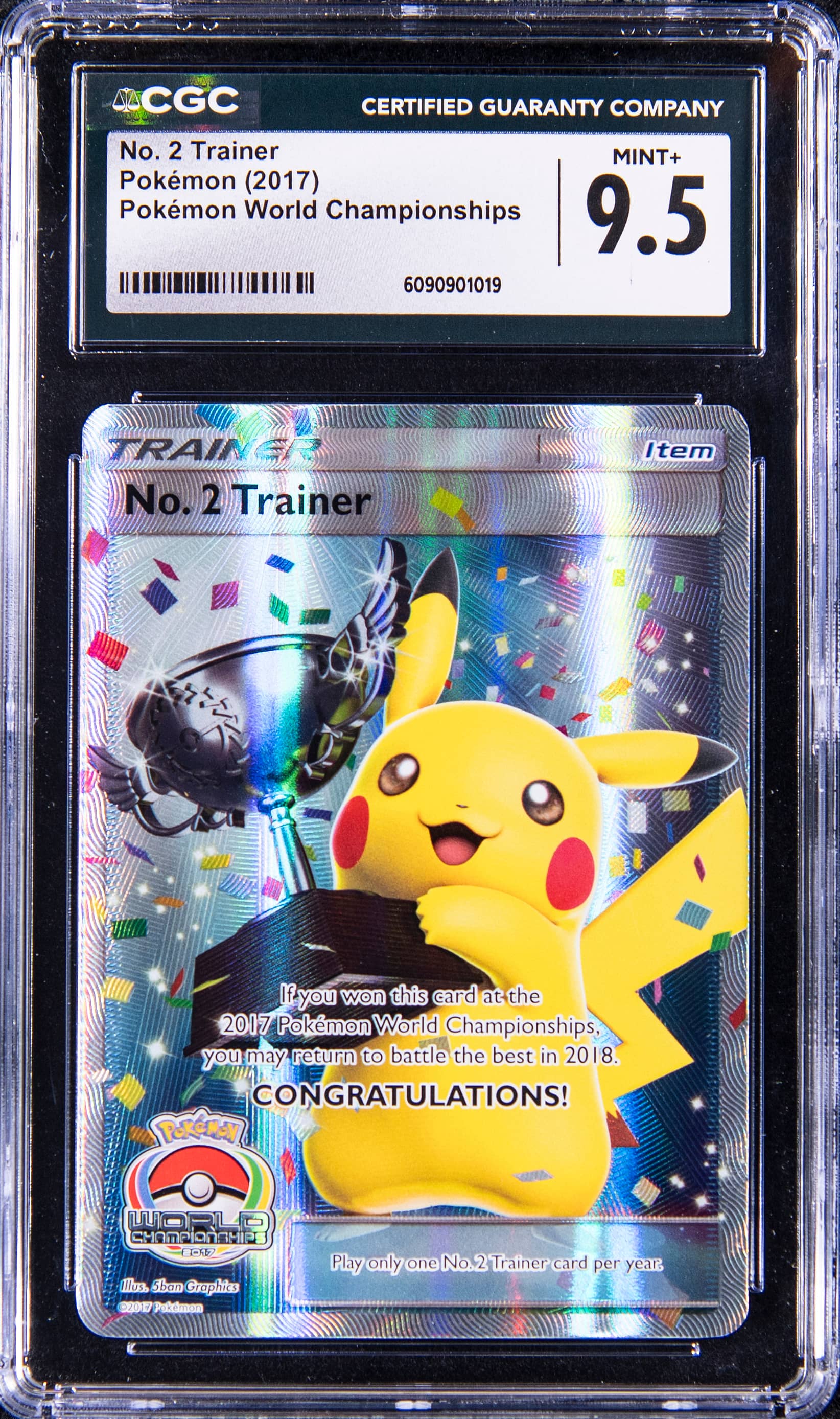 2017 No. 2 Trainer Pikachu Trophy CGC 9.5 Sells at Goldin