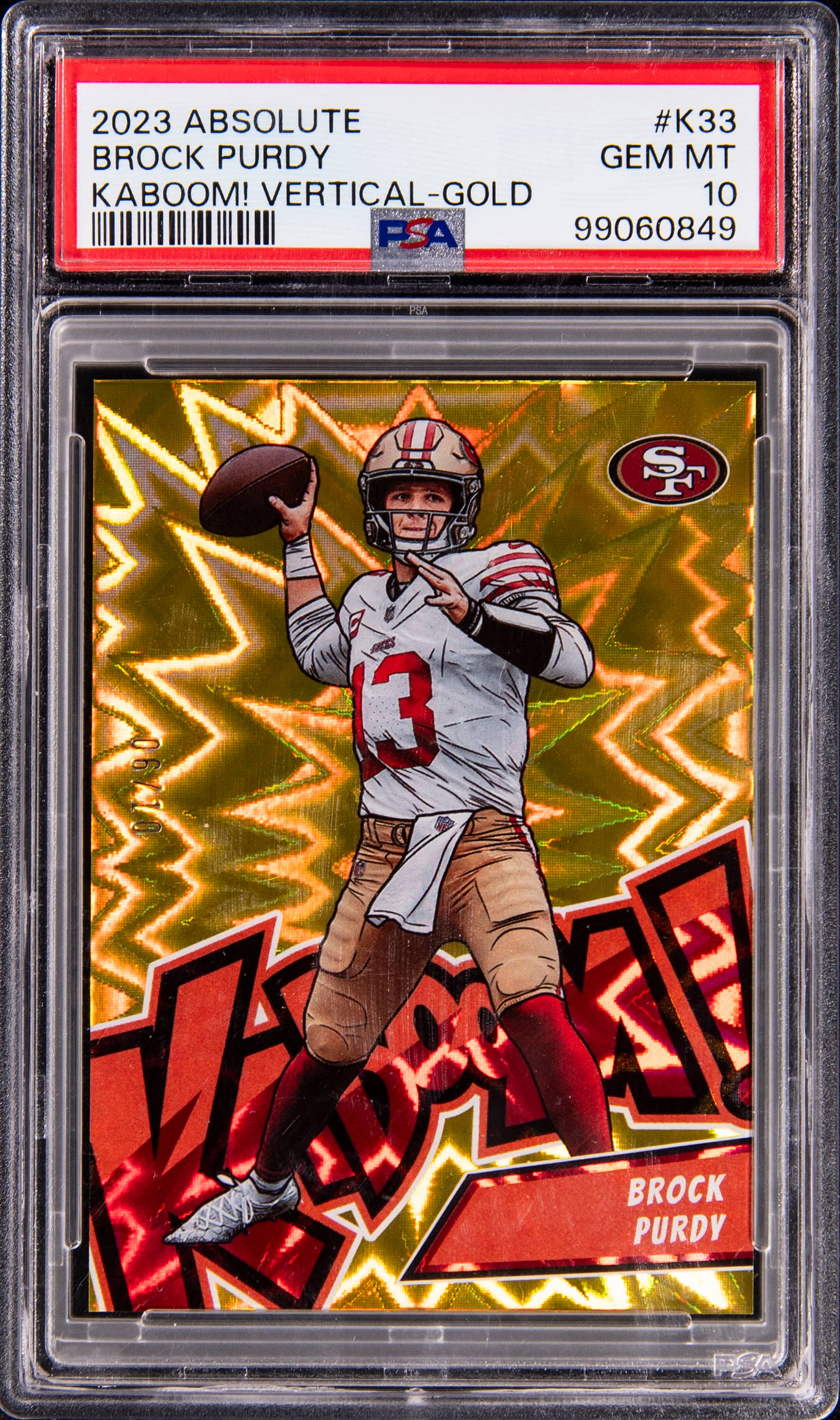 Brock Purdy 2023 Kaboom Gold /10 PSA 10 Sells for $18K