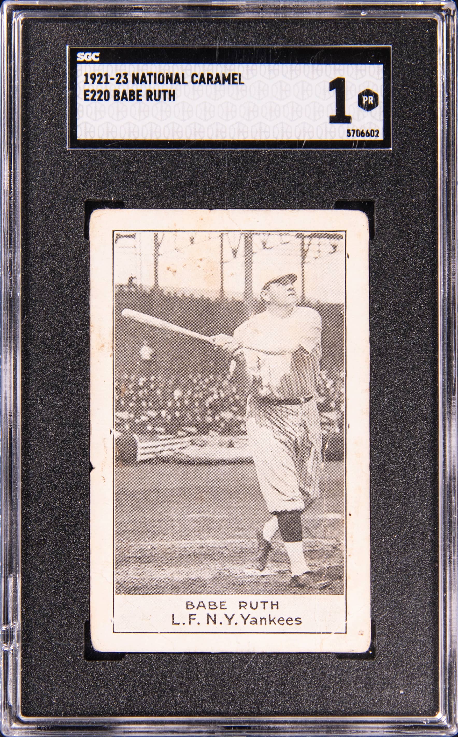 1921-23 E220 Babe Ruth SGC 1 sells for $23,180