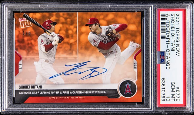 Shohei Ohtani 2021 Topps Now Orange Auto PSA 10 Sale