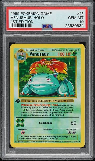 1999 1st Edition Holo Venusaur PSA 10 sells for $39K
