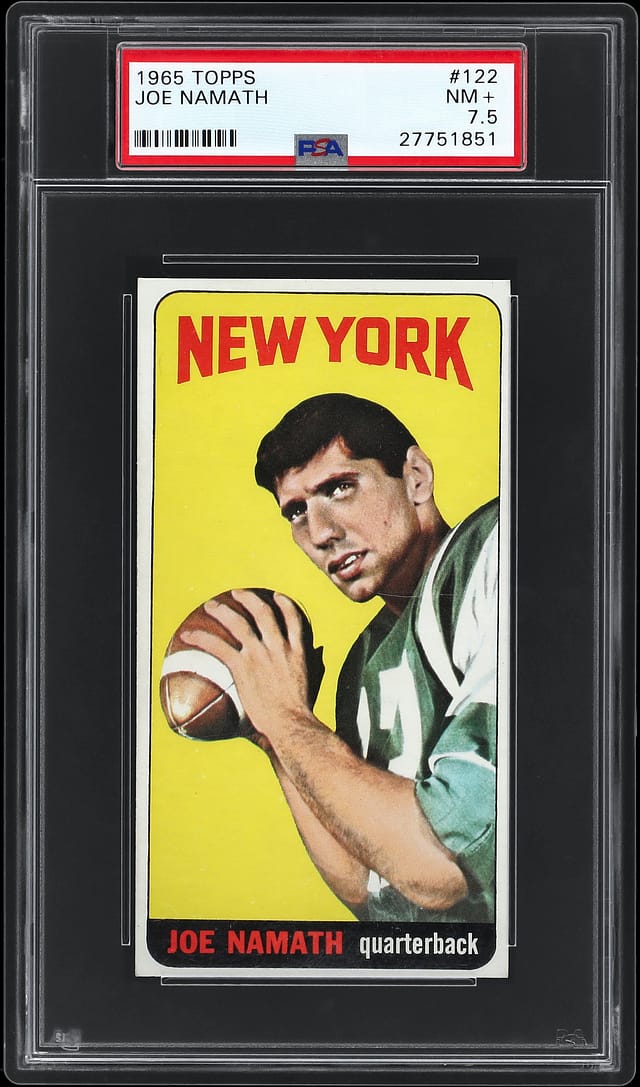 1965 Topps Joe Namath Rookie PSA 7.5 sells for $12k