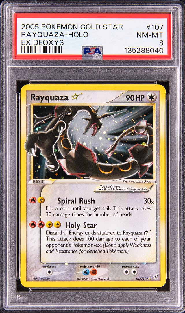 2005 EX Deoxys Rayquaza Gold Star PSA 8 Sale