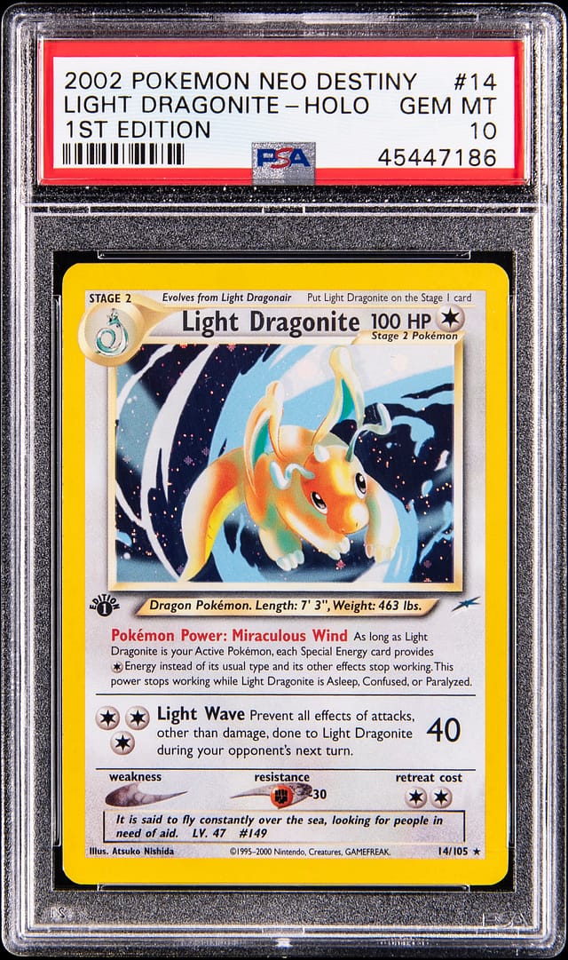 2002 Neo Destiny Light Dragonite PSA 10 Sale