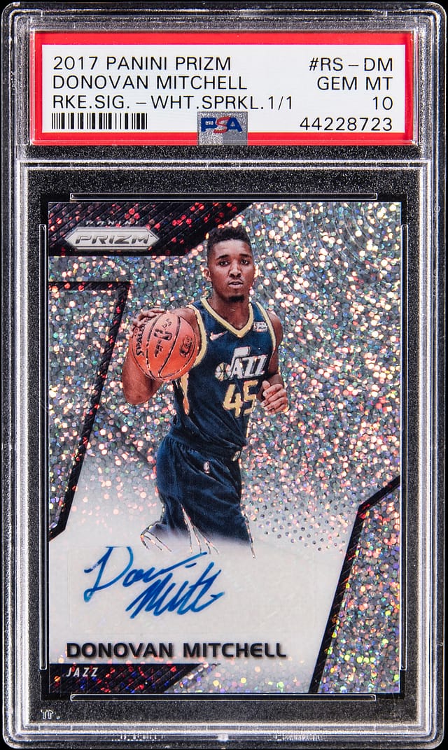 Donovan Mitchell Prizm White Sparkle 1/1 PSA 10 Sold