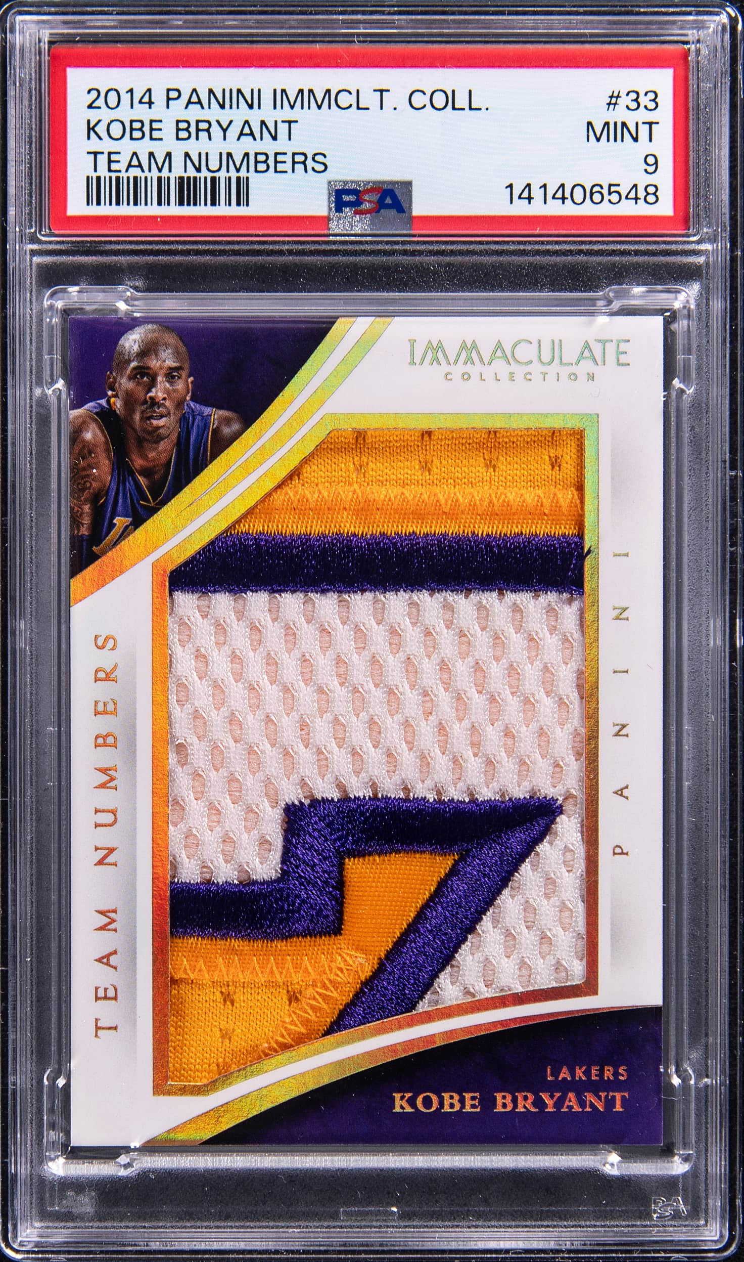 Kobe 2014-15 Immaculate Team Numbers PSA 9 Sale