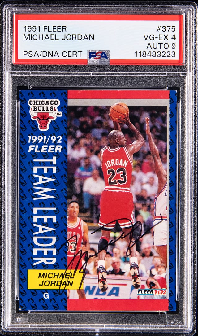 1991-92 Fleer Jordan Auto PSA 4 / DNA 9 Sells for $15K