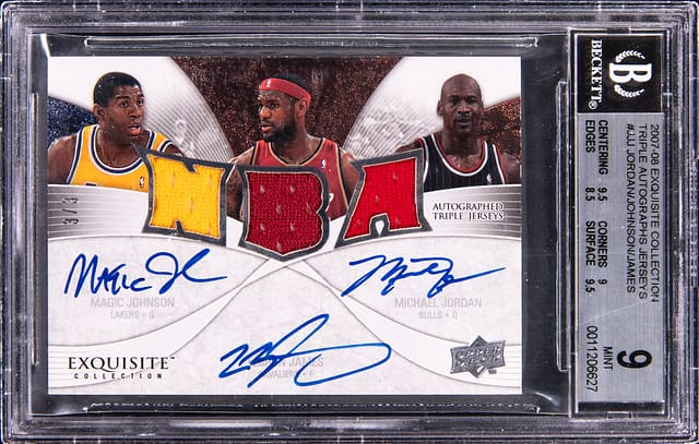 2007-08 Exquisite Jordan/Magic/LeBron Triple Auto Sale
