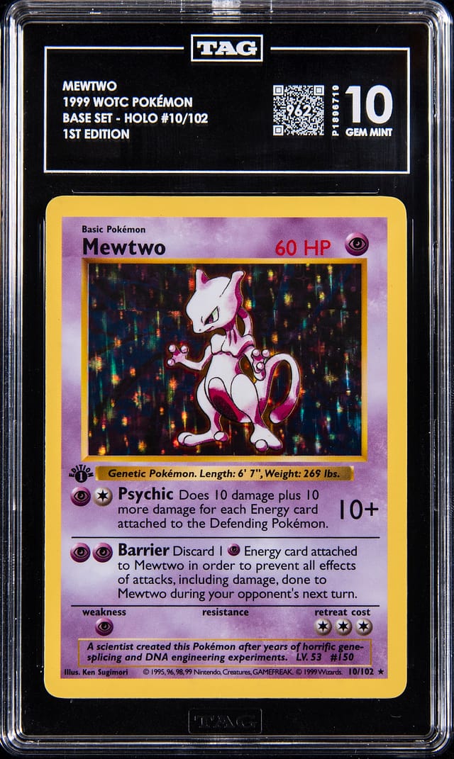 1999 1st Edition Holo Mewtwo TAG 10 Sells for $23K