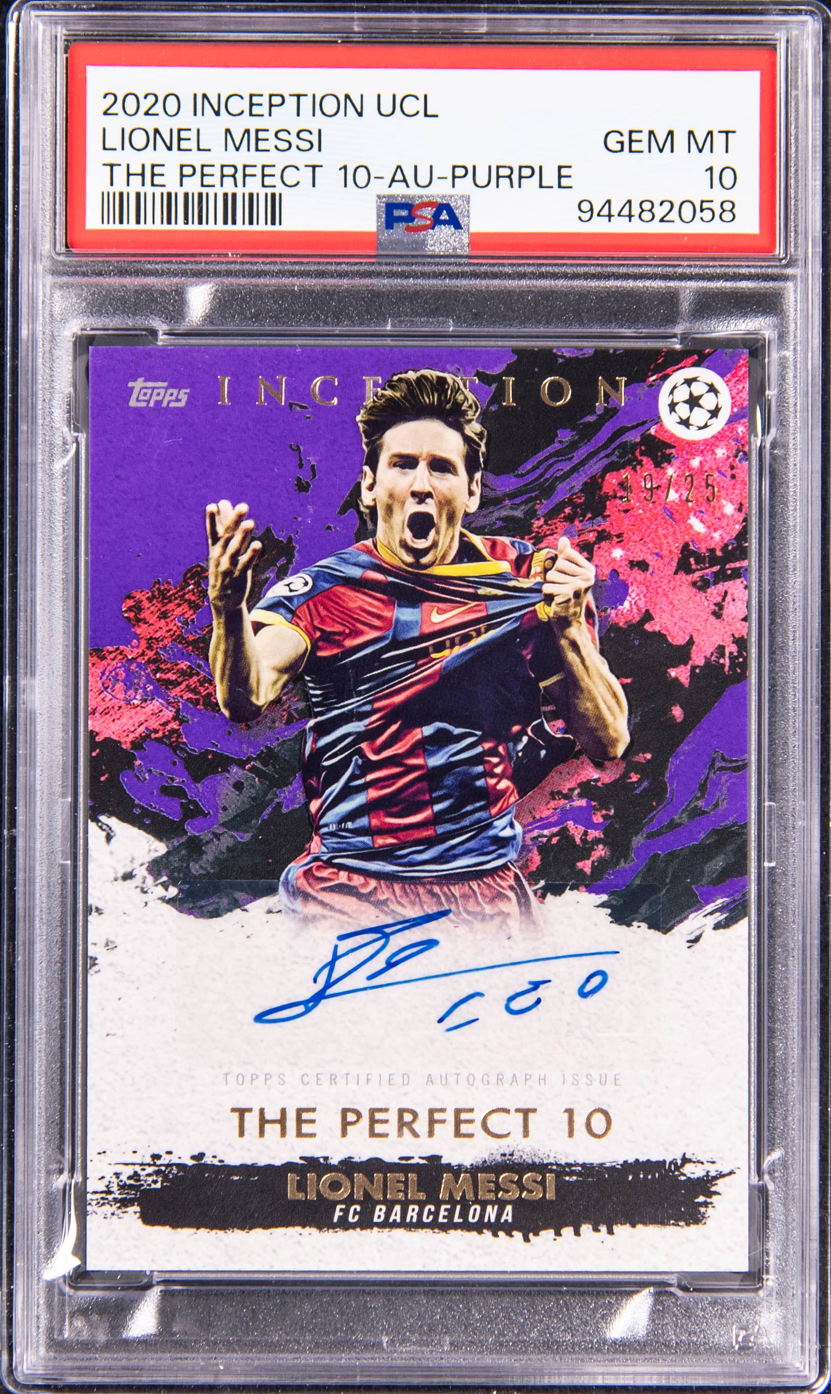Messi “Perfect 10” Inception Auto /25 PSA 10 Sale