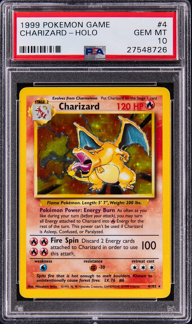 1999 Base Set Holo Charizard PSA 10 Sells for $34.8K