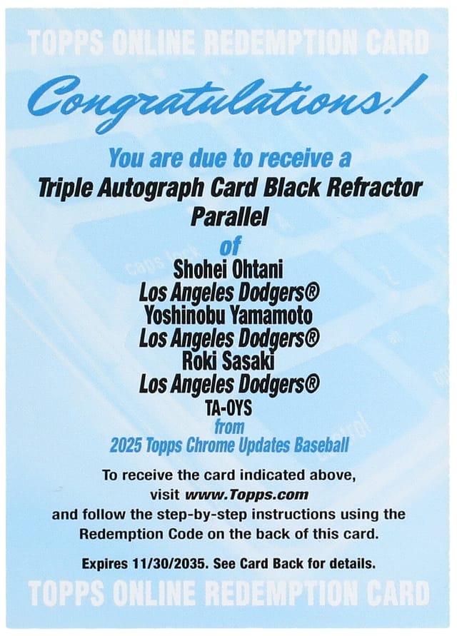 Ohtani/Yamamoto/Sasaki Triple Auto #/10 Sells for $12K