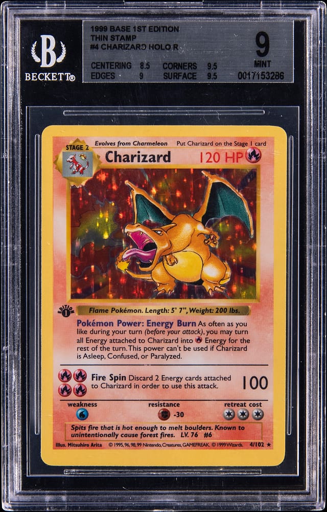 1999 1st Edition Charizard BGS 9 sells for $42,700
