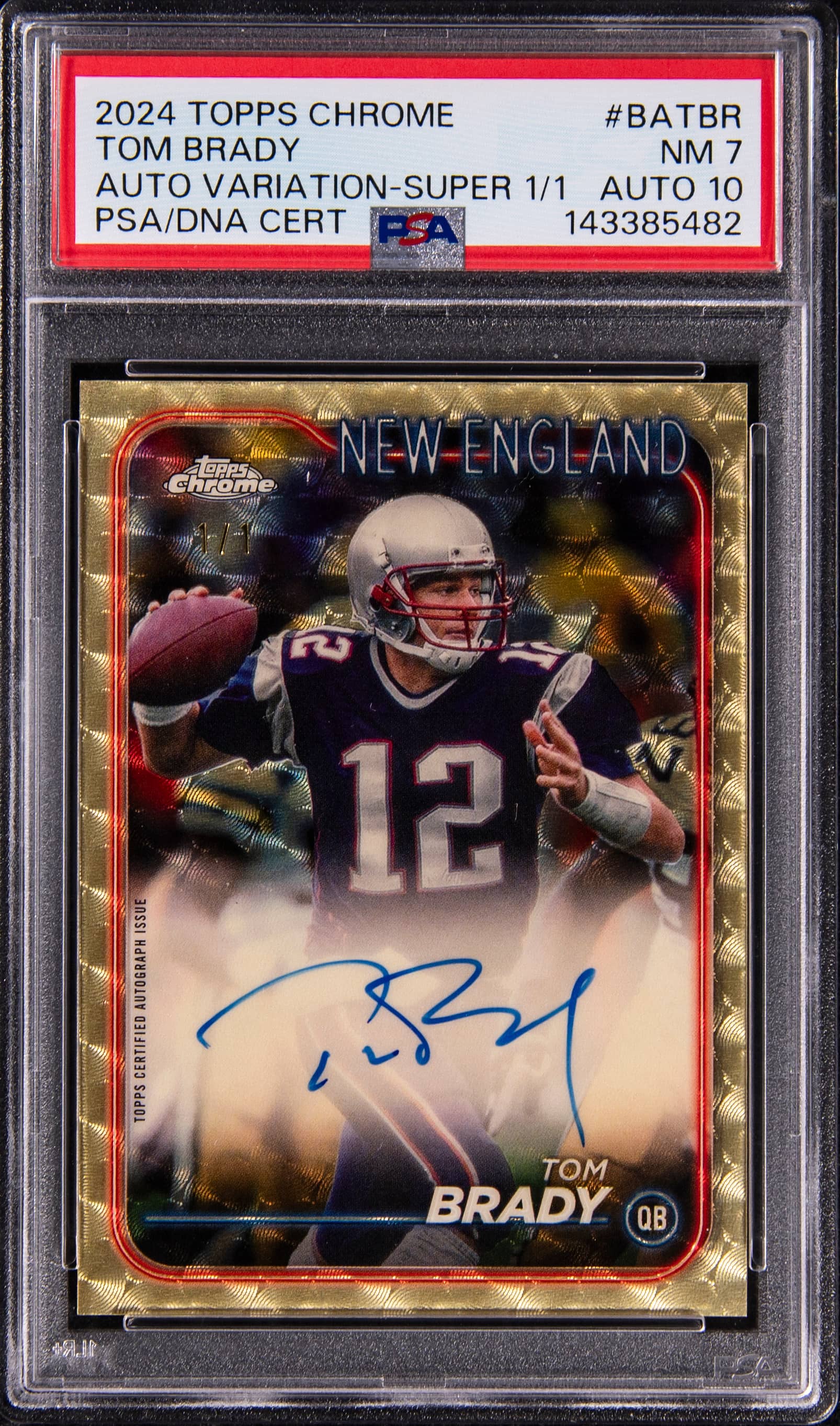 Tom Brady 2024 Topps Chrome SuperFractor Sold at Goldin