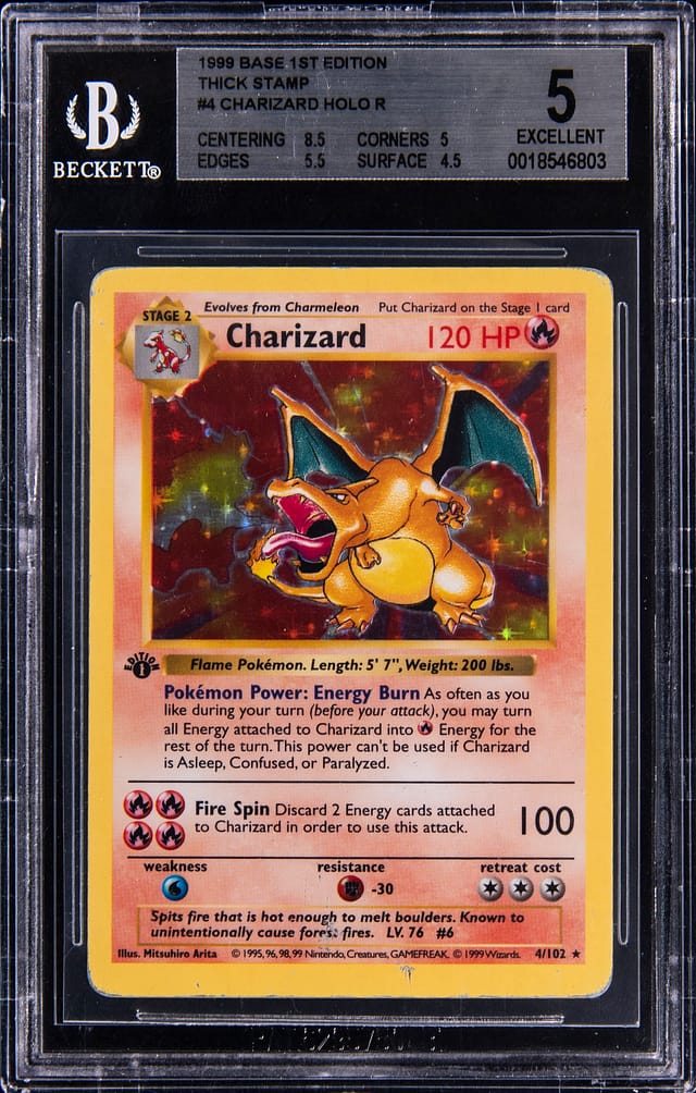 1999 1st Edition Holo Charizard BGS 5 Sells for $13K