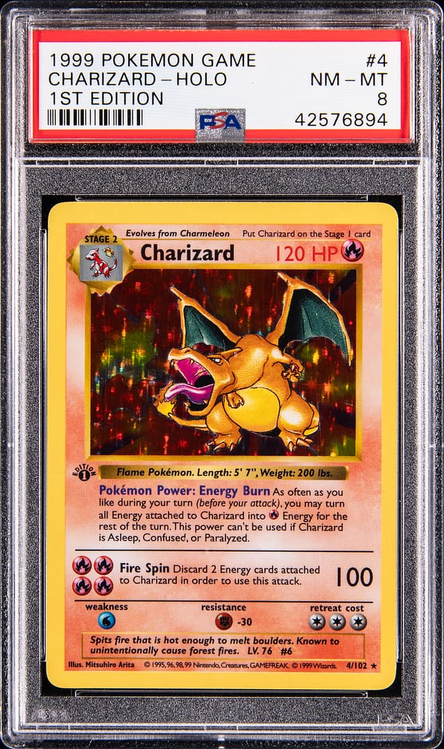 1999 1st Edition Holo Charizard PSA 8 sells for $34K