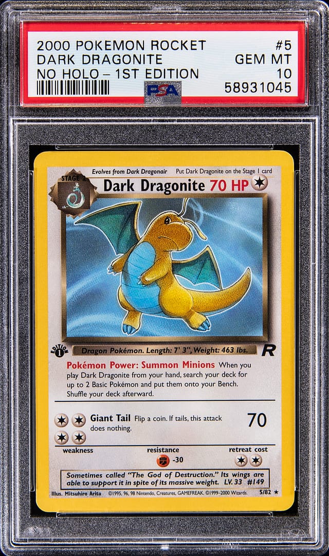 PSA 10 No Holo Dark Dragonite Sells for $73K