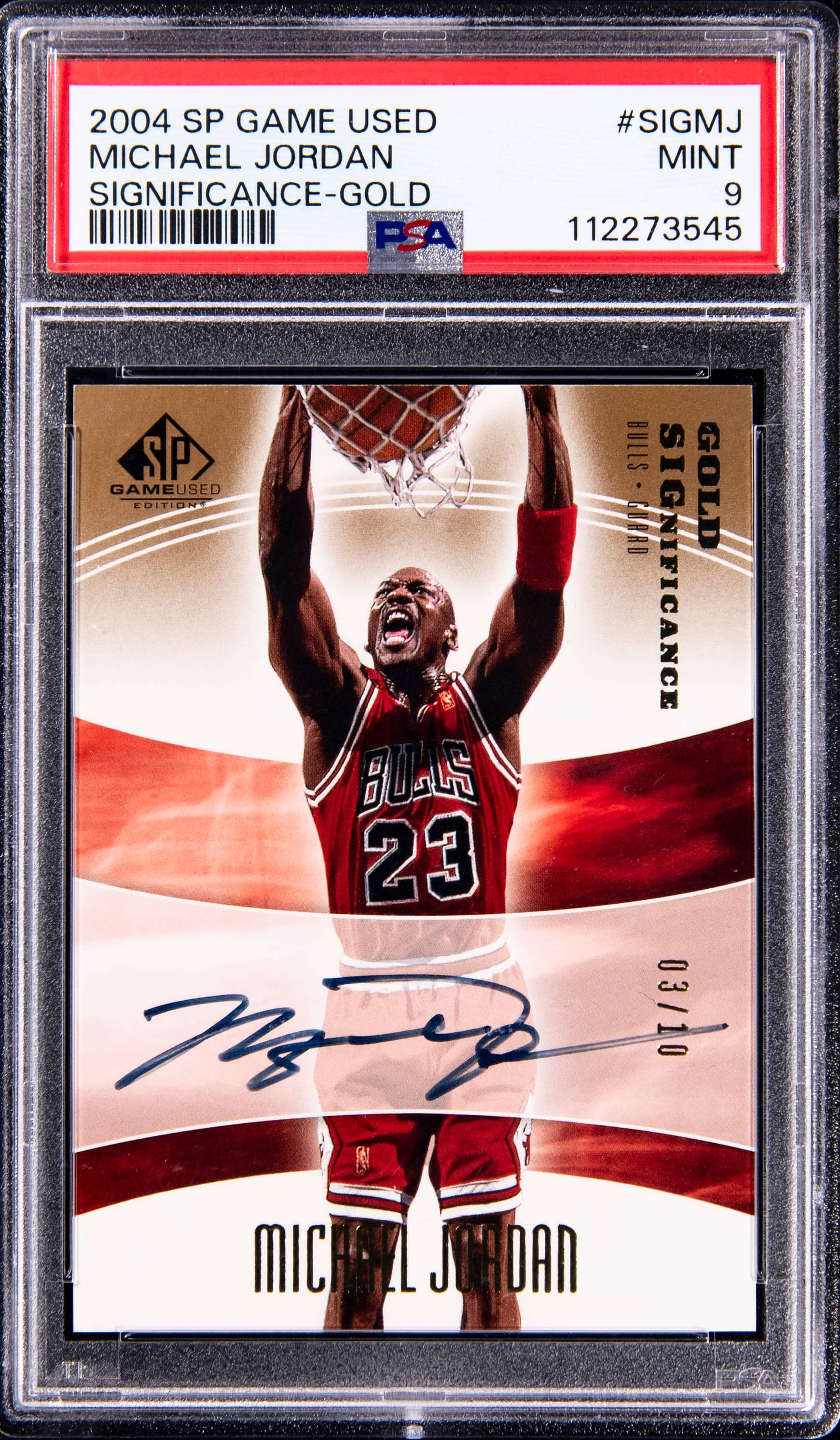 2004-05 MJ SP Game Used Gold Auto /10 PSA 9 Sale