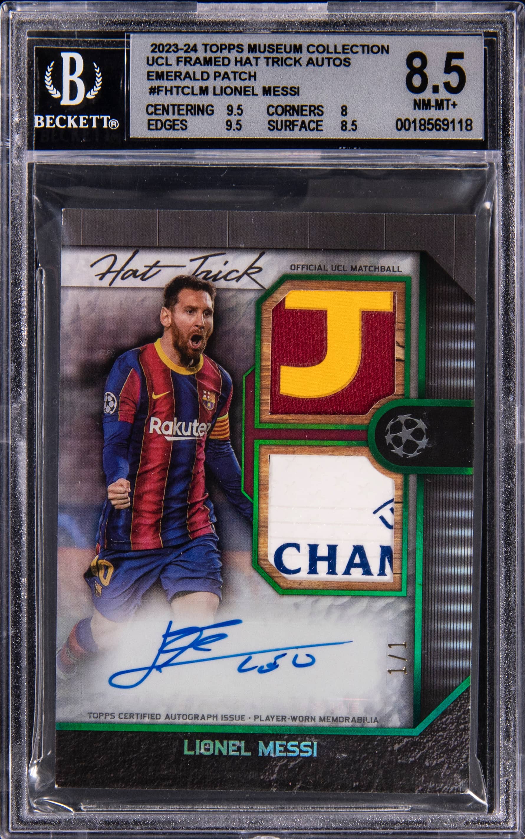 Lionel Messi 1/1 Museum UCL Emerald Auto Patch Sale