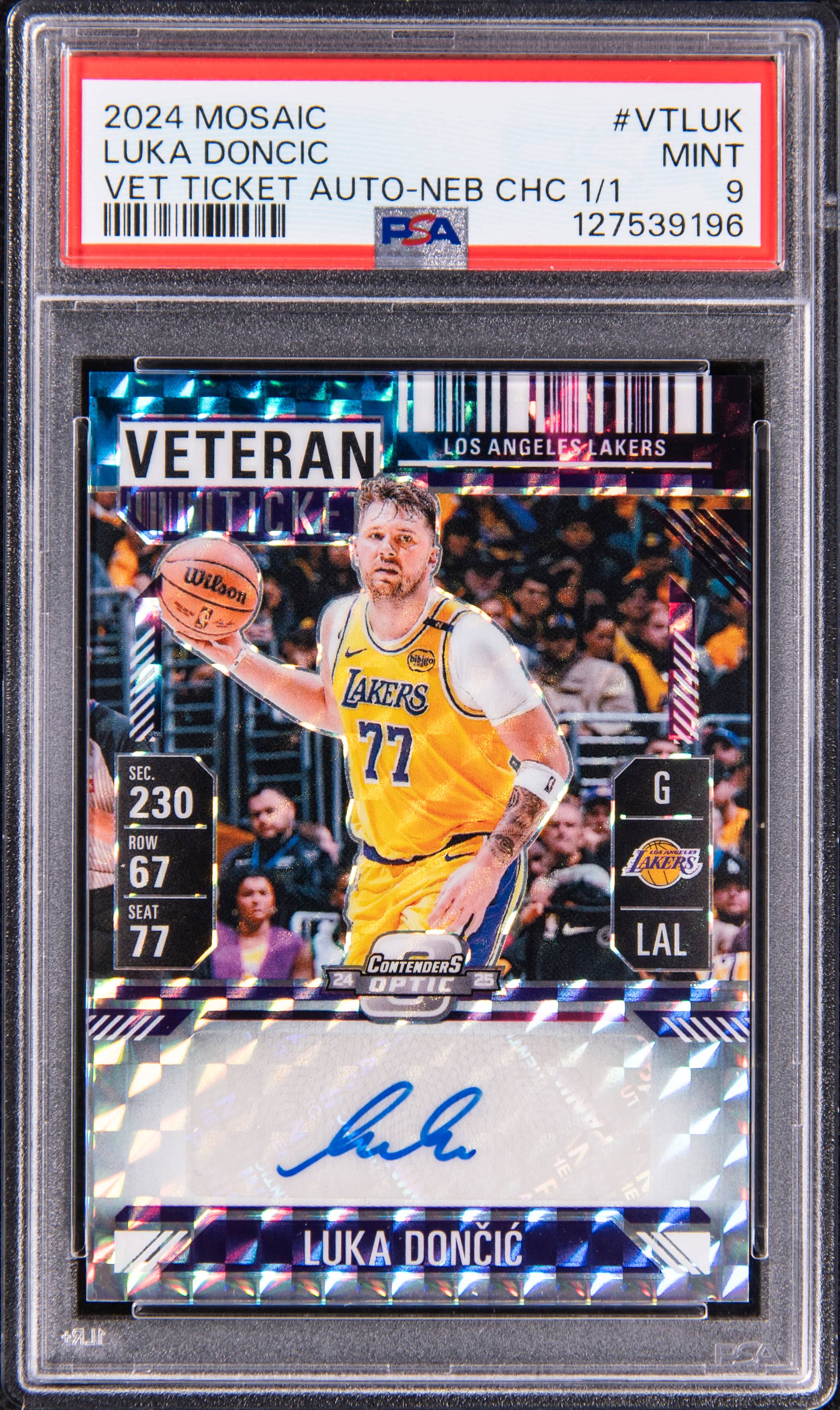 Luka Doncic 2024-25 Mosaic Nebula 1/1 PSA 9 Sale