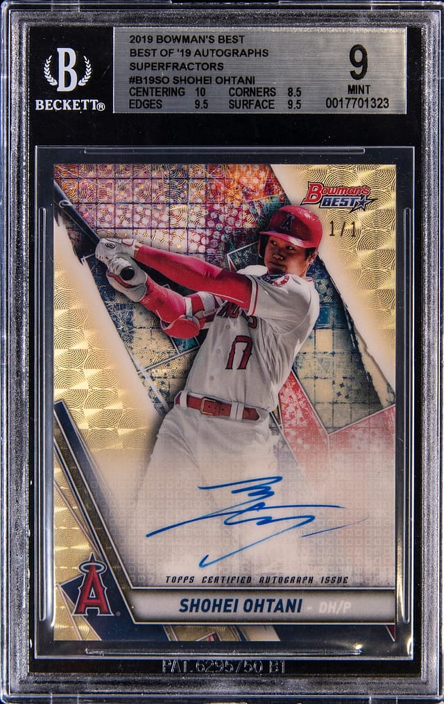 Ohtani 2019 Bowman's Best SuperFractor Sells Big