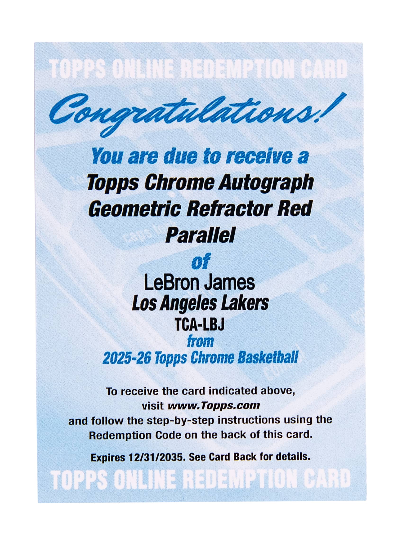 LeBron 2025-26 Topps Chrome Red Auto /5 Sells for $34K