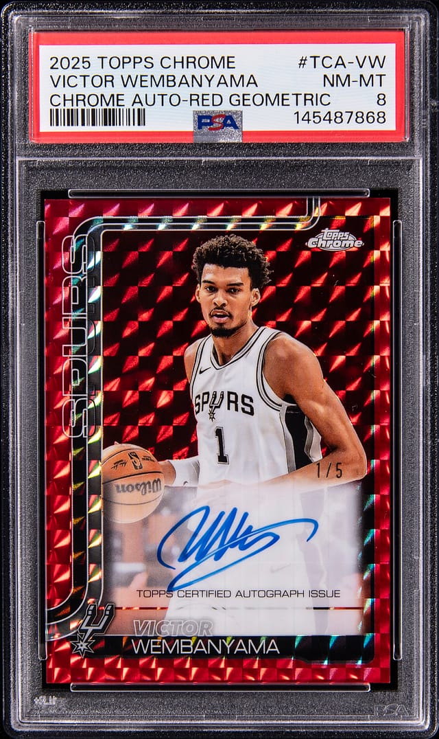 Victor Wembanyama Topps Chrome Red Auto /5 Sells