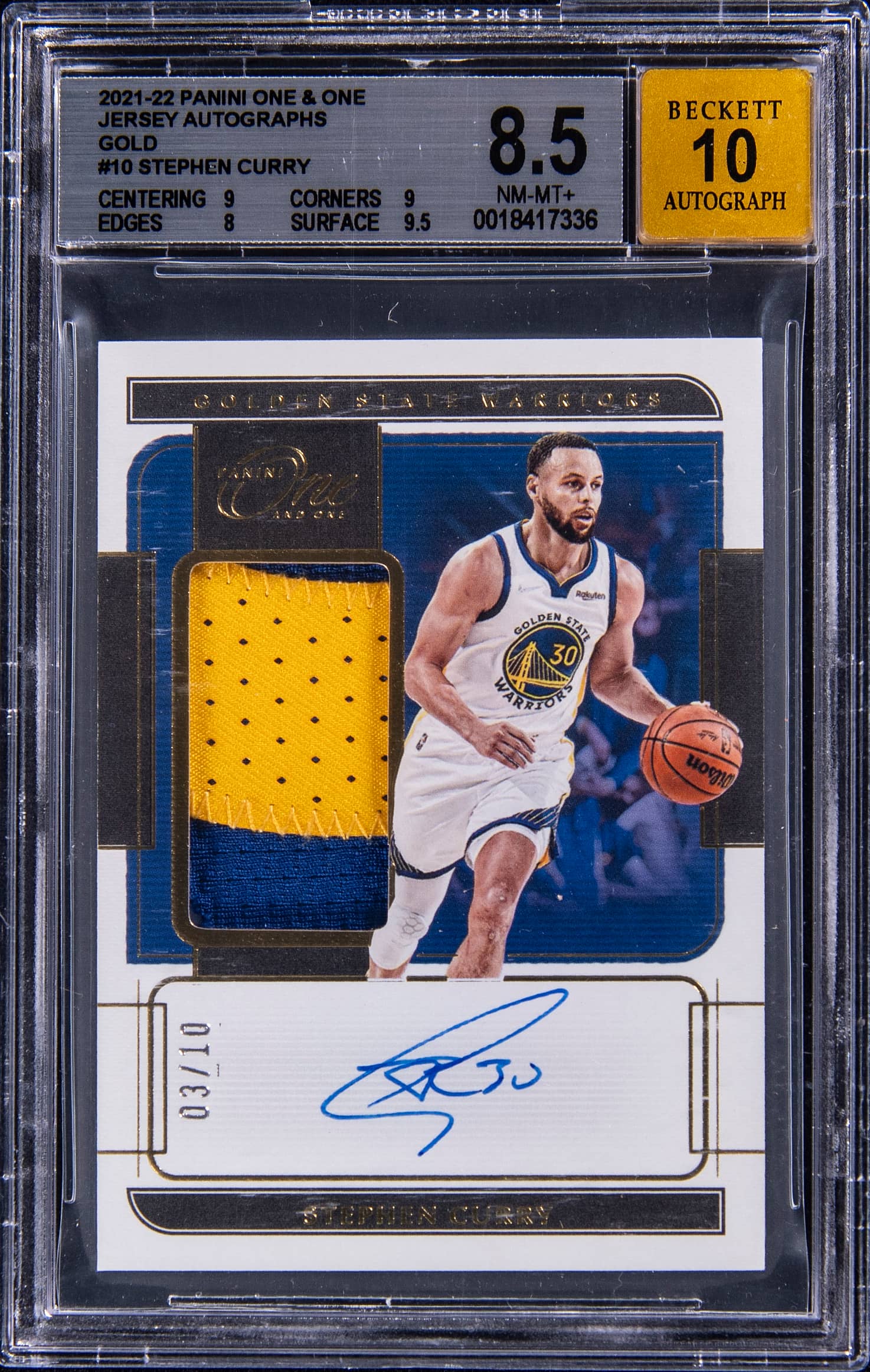 Stephen Curry 2021-22 One And One Gold /10 Sells for $16K