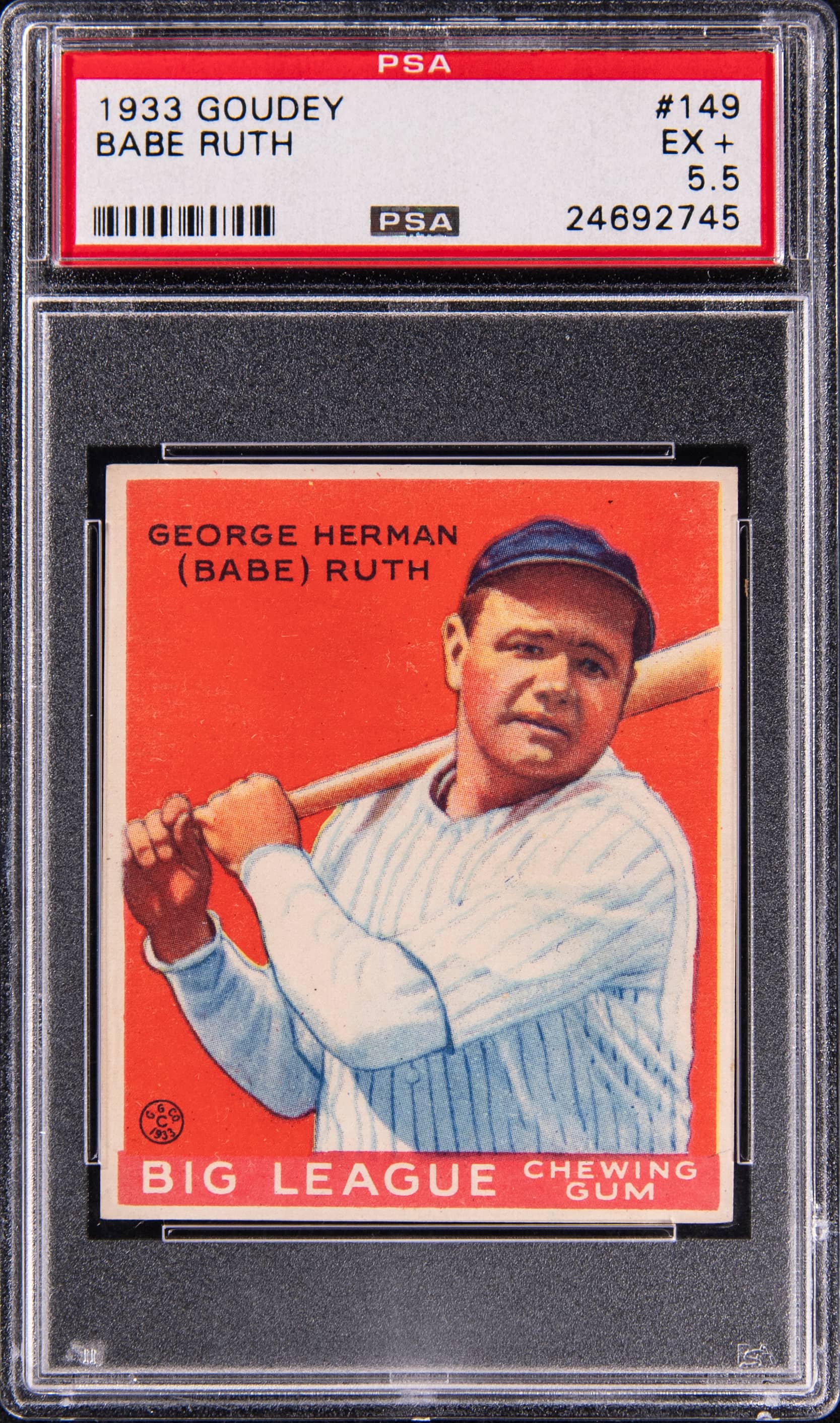 1933 Goudey #149 Babe Ruth PSA 5.5 sells for $73K