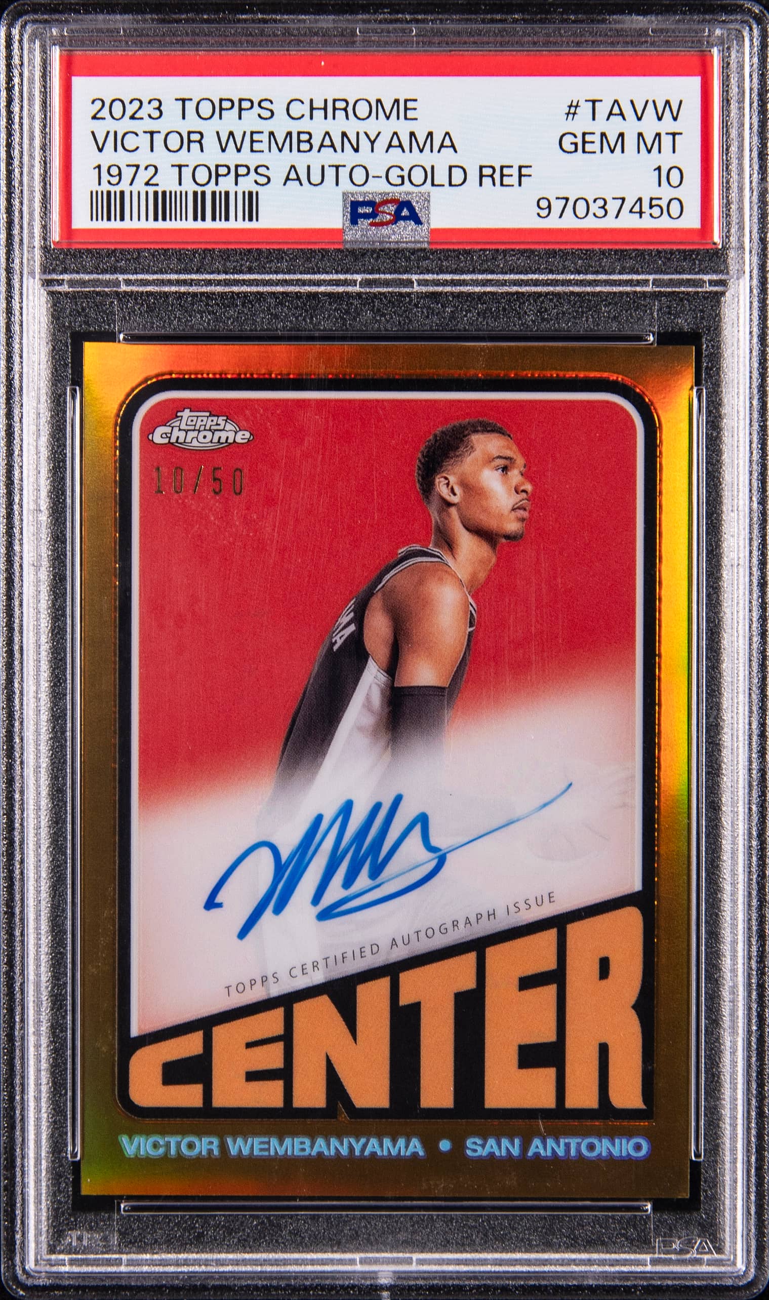 Victor Wembanyama 2023-24 Gold Auto PSA 10 Sale