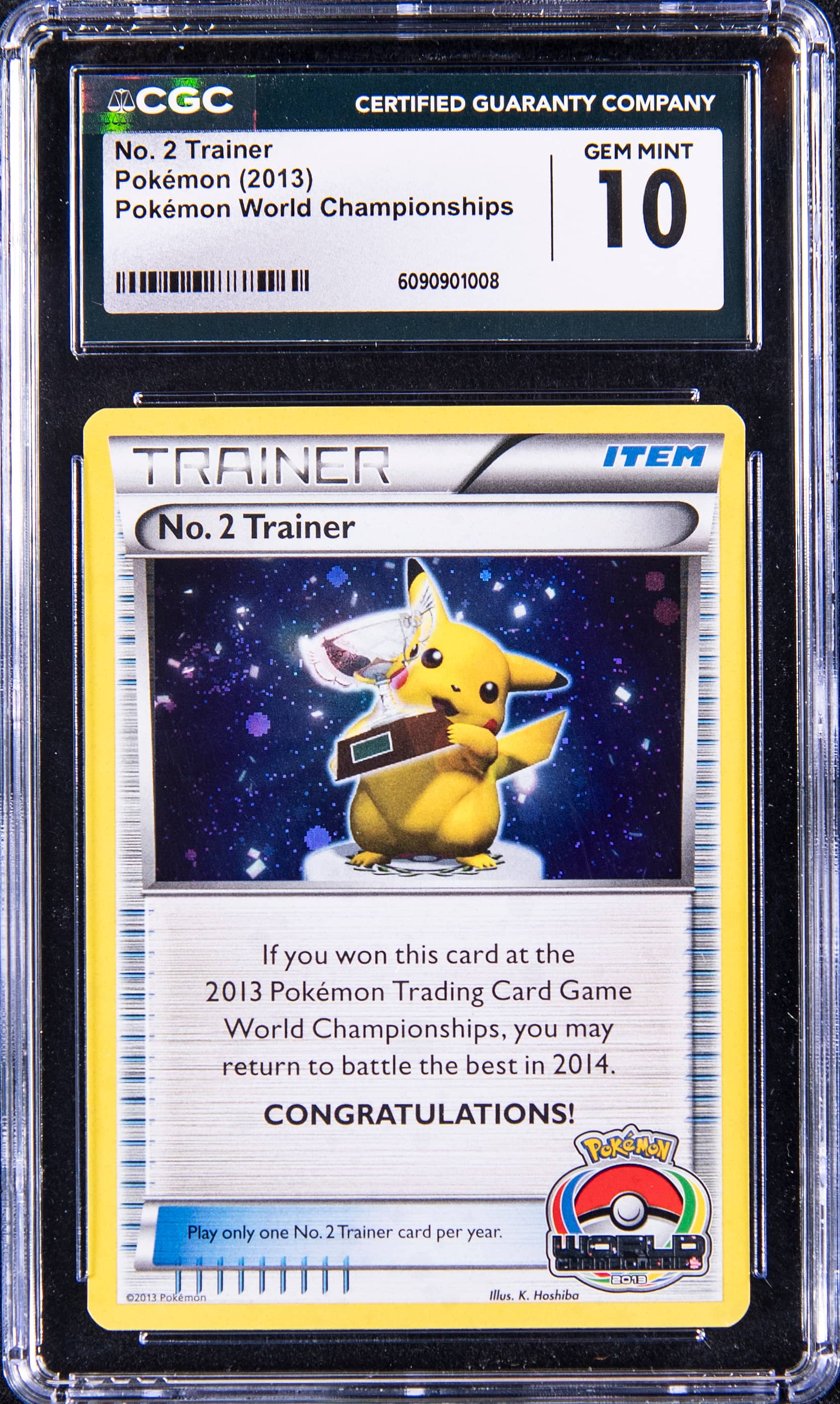 2013 No. 2 Trainer Pikachu Trophy CGC 10 Sells for $37K