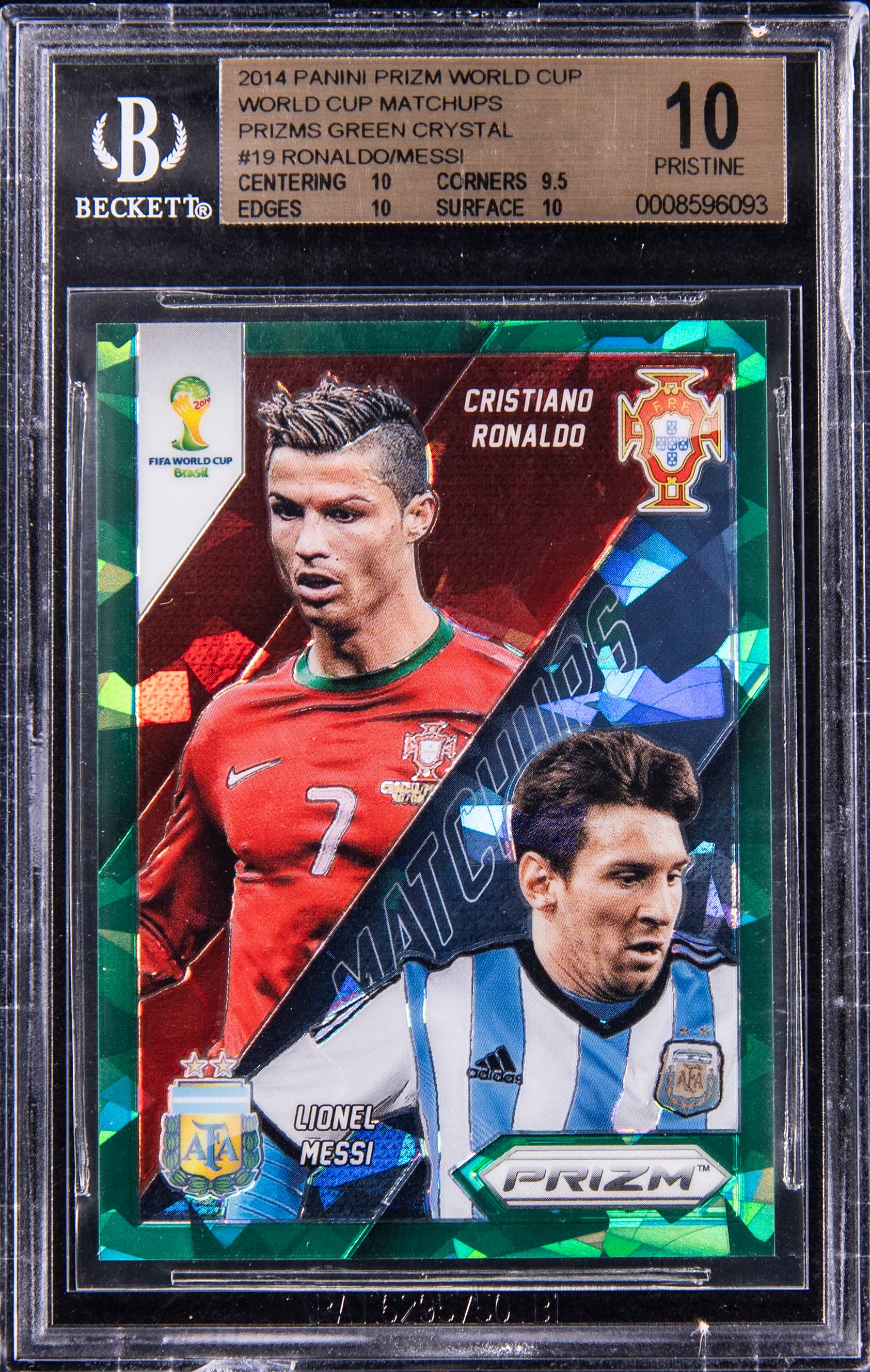 2014 Prizm Ronaldo/Messi Green Crystal BGS 10 Sale