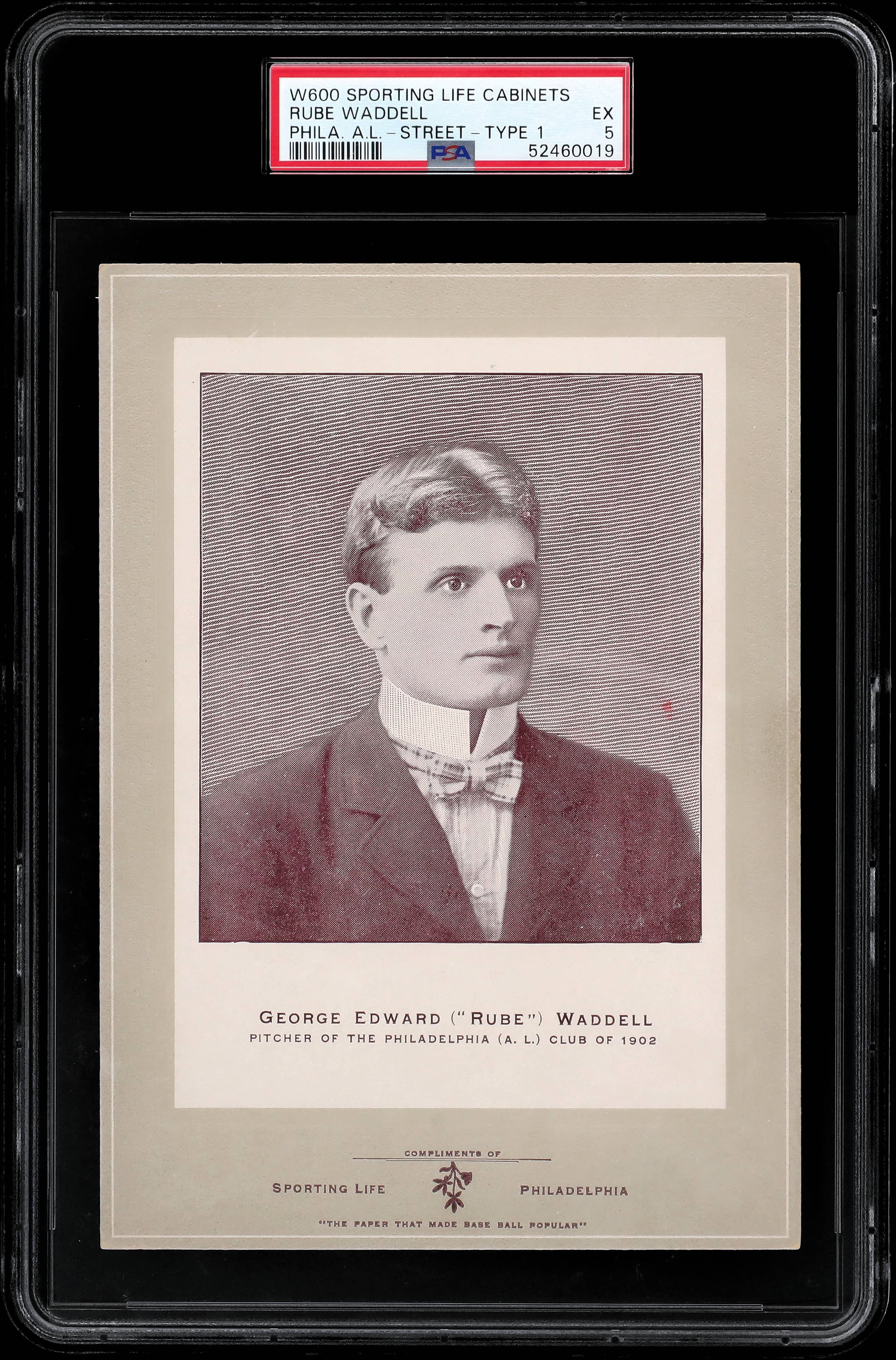 1902 W600 Rube Waddell Rookie PSA 5 Sells for $31K