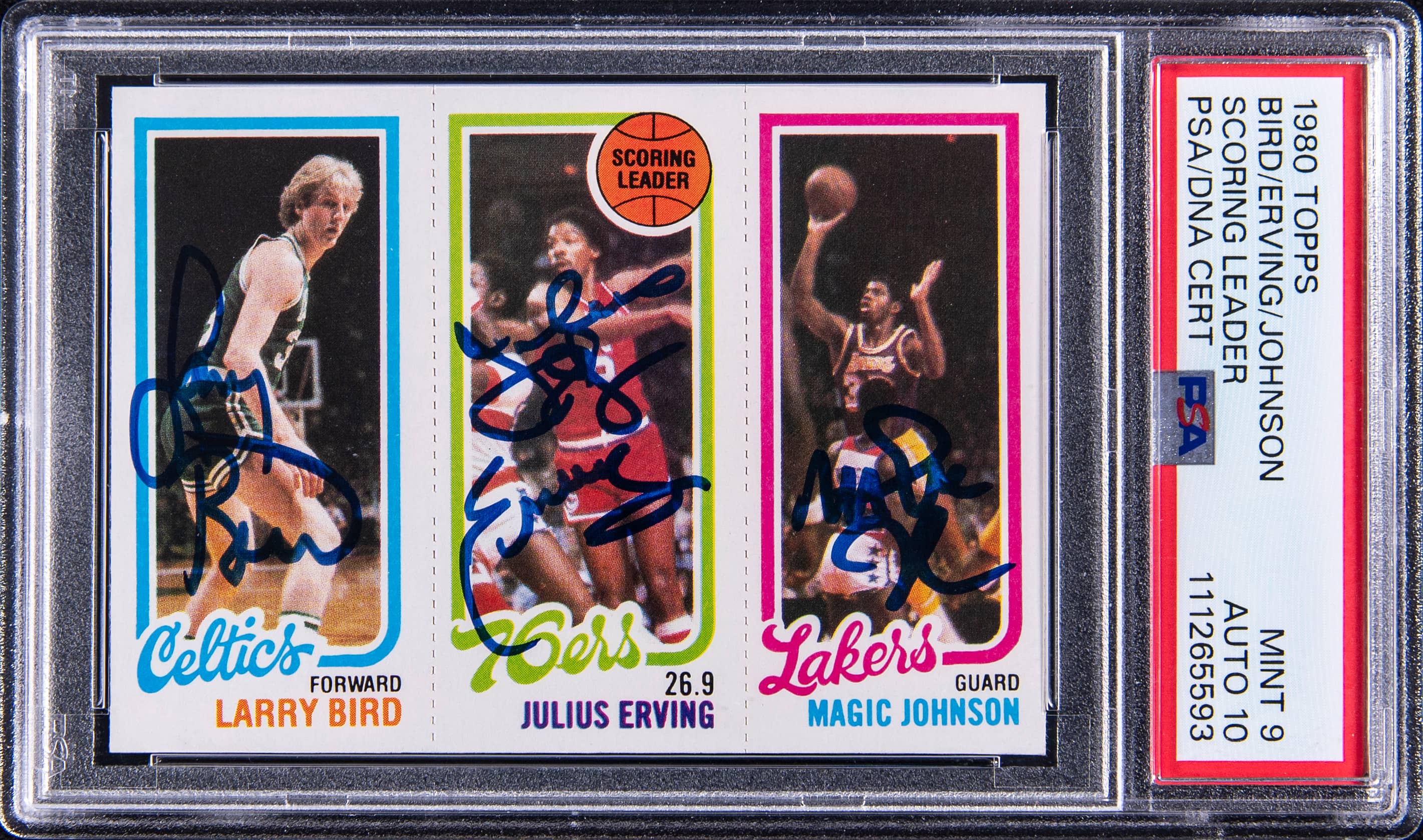 1980-81 Topps Bird/Erving/Magic Auto PSA 9 Sale