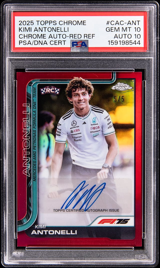 Kimi Antonelli 2025 Topps Chrome F1 Red Auto /5 Sold