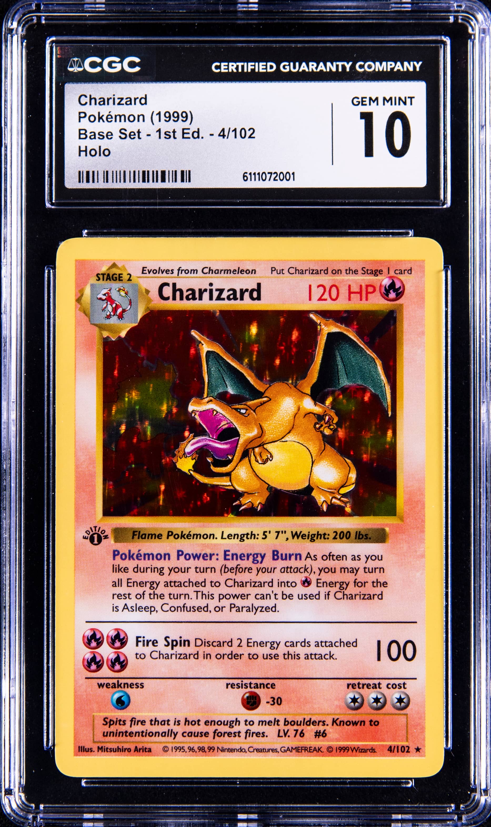 1999 1st Edition Holo Charizard CGC 10 Sells for $105K