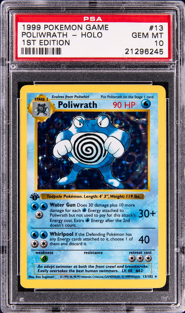 1999 1st Ed Base Set Poliwrath PSA 10 Sells for $15.5K