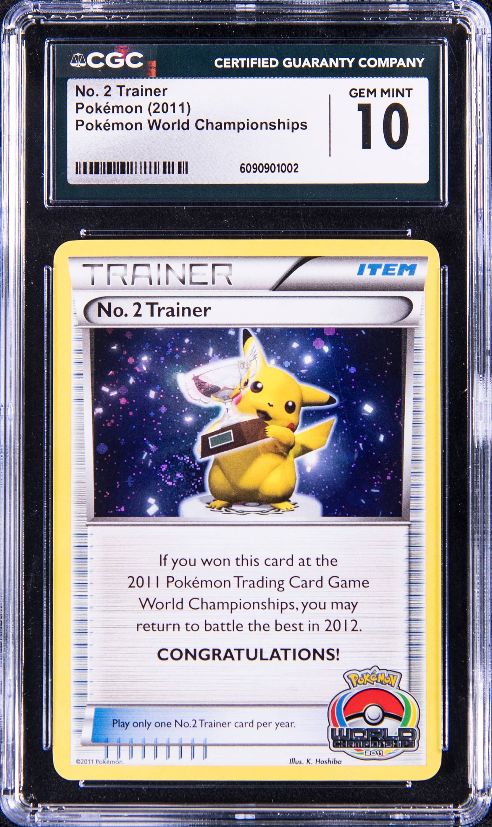 2011 No. 2 Trainer Pikachu Trophy CGC 10 Sells
