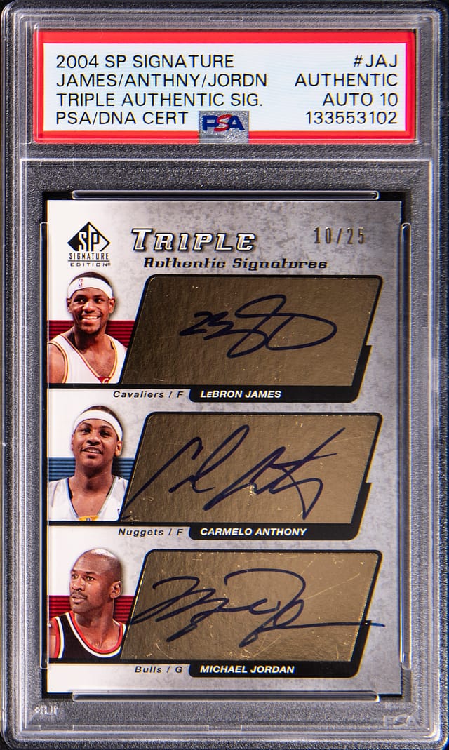 LeBron/Melo/Jordan 2004 SP Triple Auto Sells at Goldin
