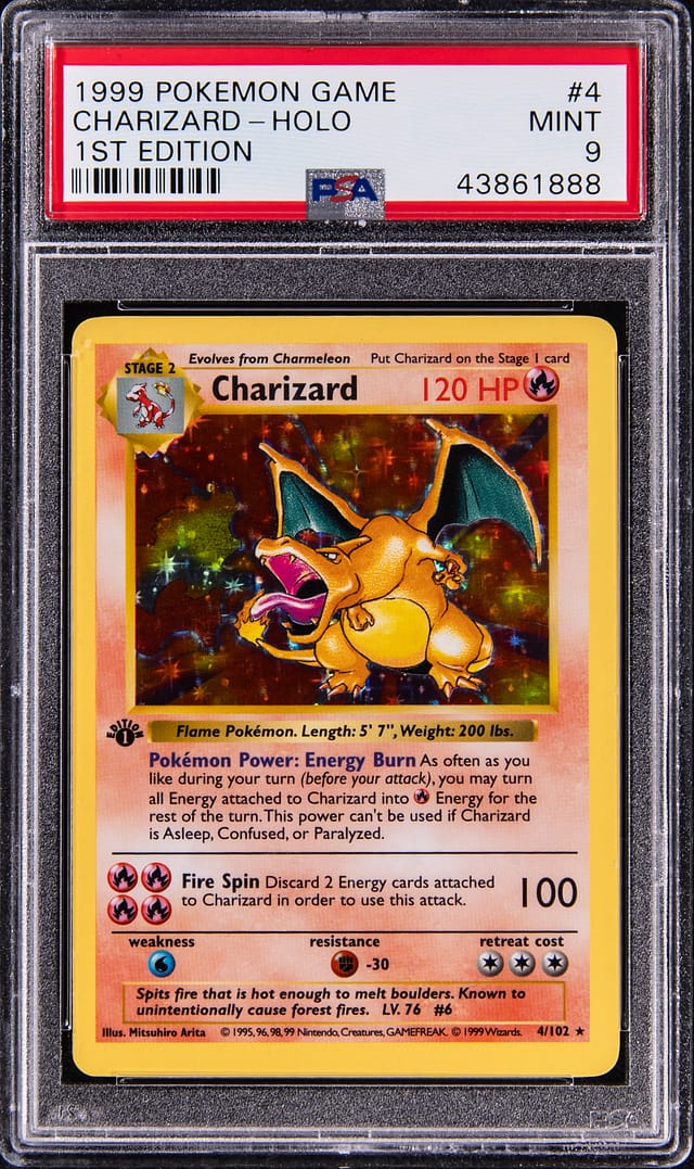 1999 1st Edition Holo Charizard PSA 9 sells for $75K