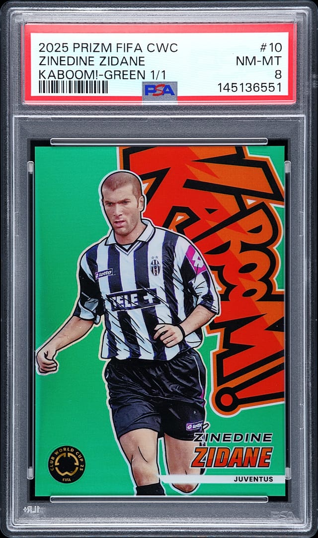 Zidane 2025 Kaboom! Green 1/1 PSA 8 sells for $25K