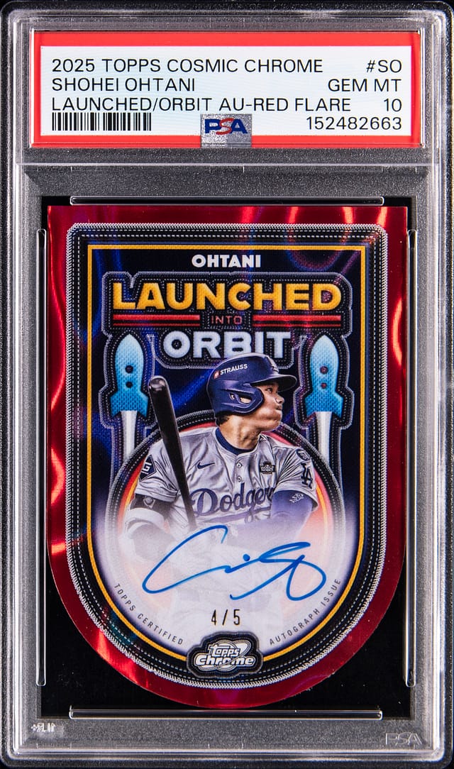 Shohei Ohtani 2025 Cosmic Chrome Red Flare PSA 10