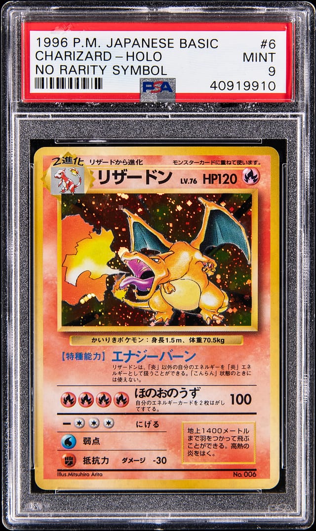 1996 Japanese No Rarity Charizard PSA 9 Sells for $80K