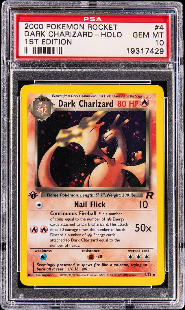 2000 Team Rocket Dark Charizard PSA 10 sells for $15k