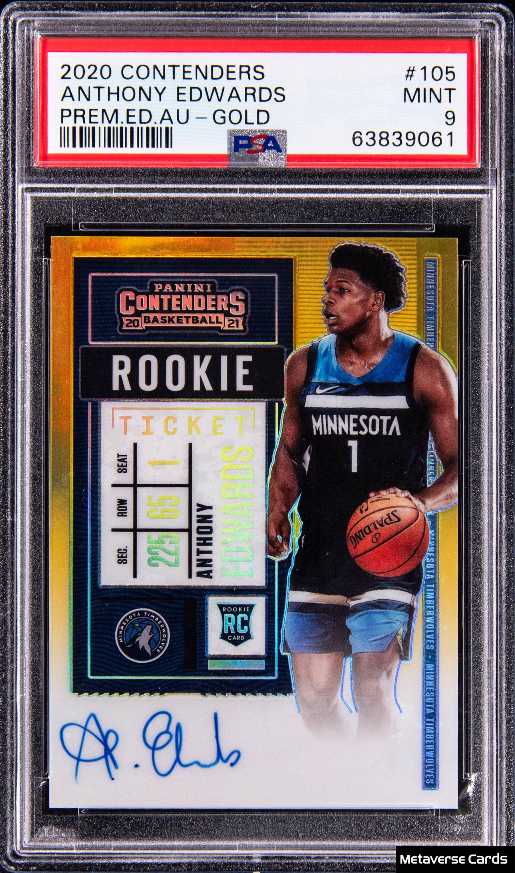 Anthony Edwards Contenders Gold /10 PSA 9 Sells for $12.6K