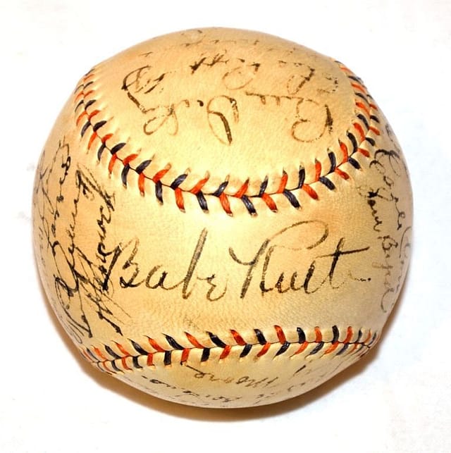 1934 Yankees Ruth & Gehrig Team Ball Sold for $13,800