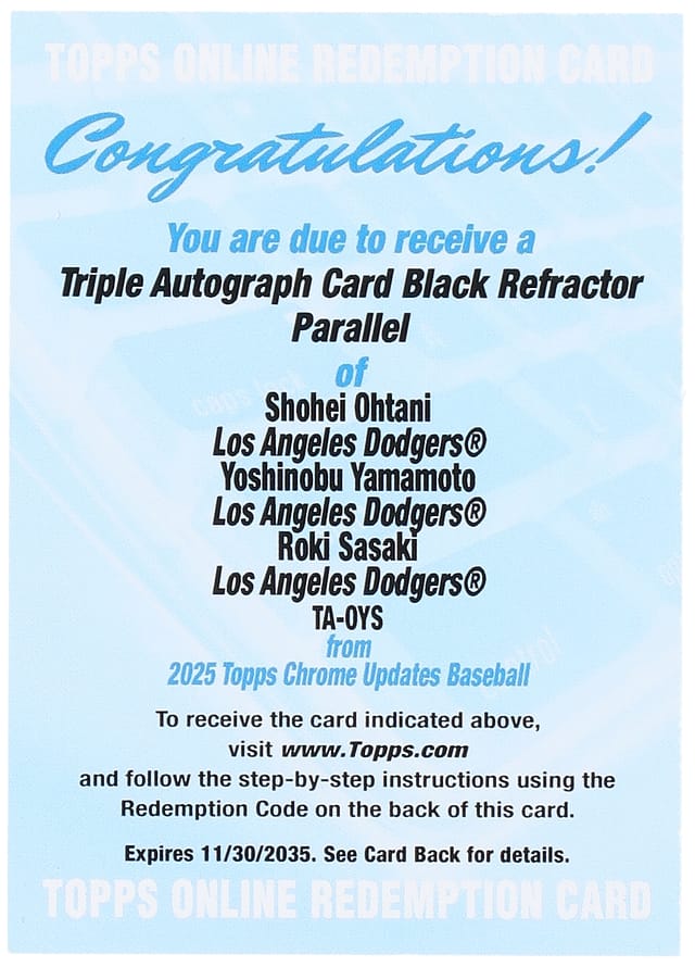 Ohtani/Yamamoto/Sasaki Triple Auto /10 Sells for $16K