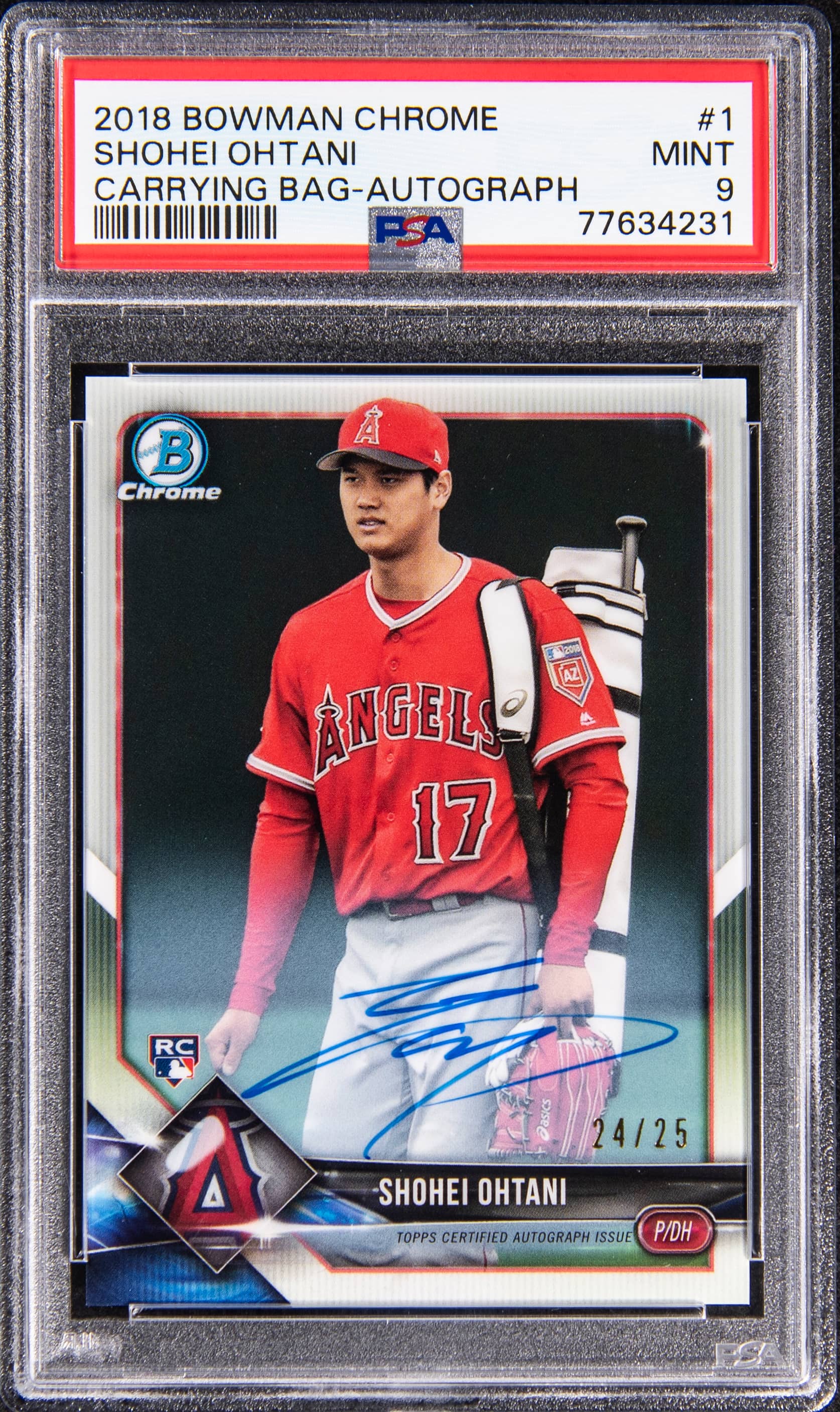 2018 Bowman Chrome Ohtani SP Auto /25 Sells for $186K