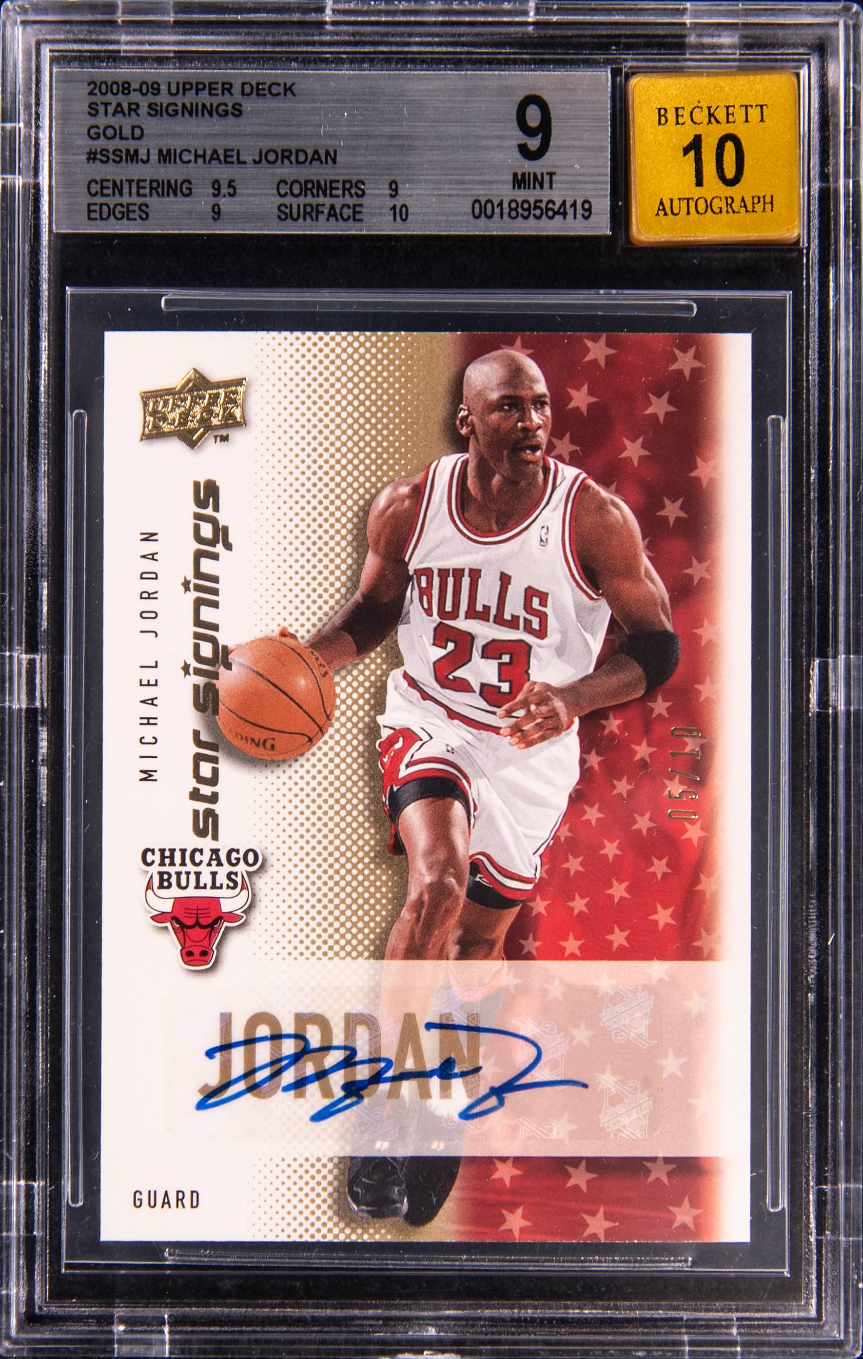 2008-09 UD Star Signings Gold MJ Auto BGS 9 Sells