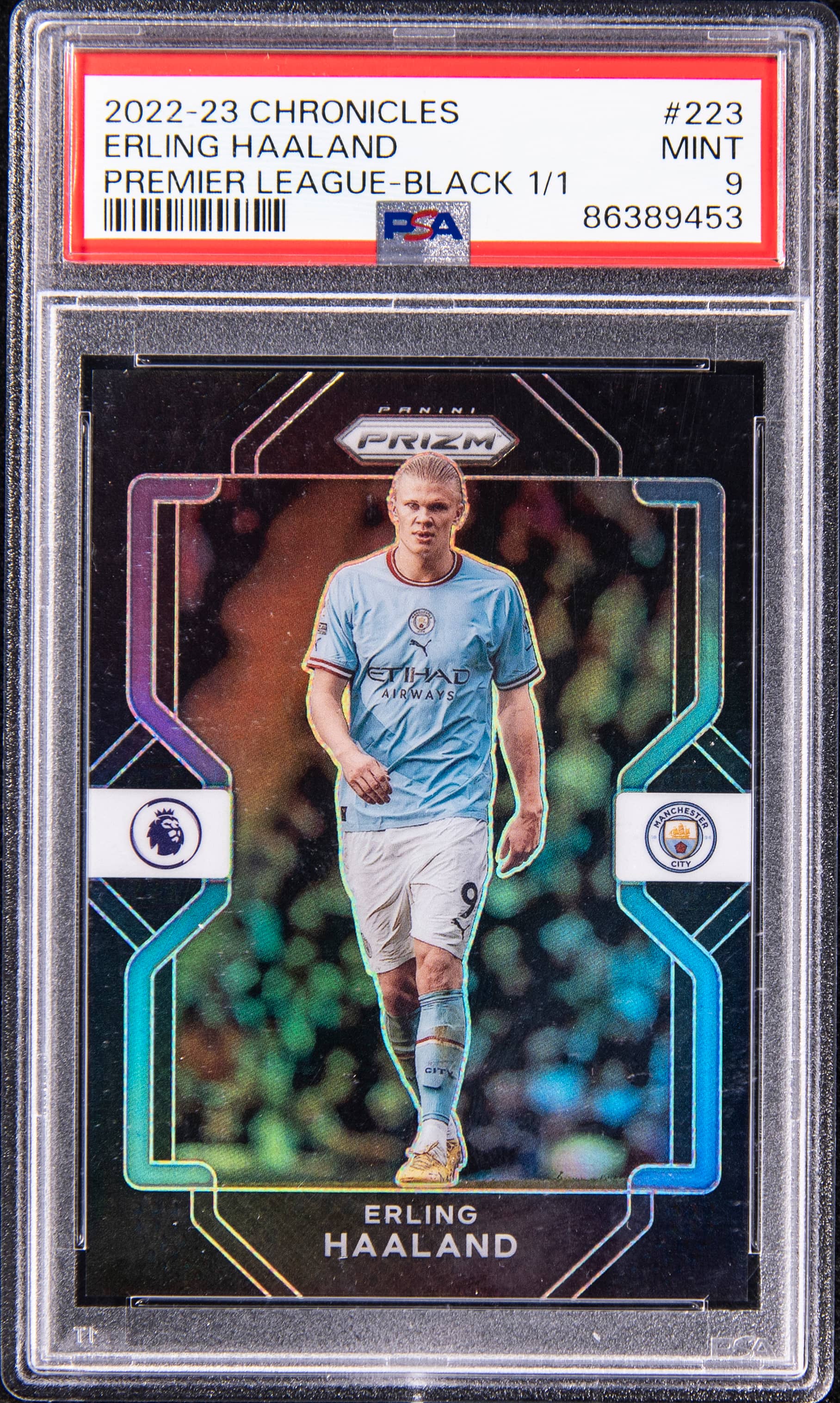 Haaland 2022-23 Chronicles Black Prizm 1/1 PSA 9 Sale